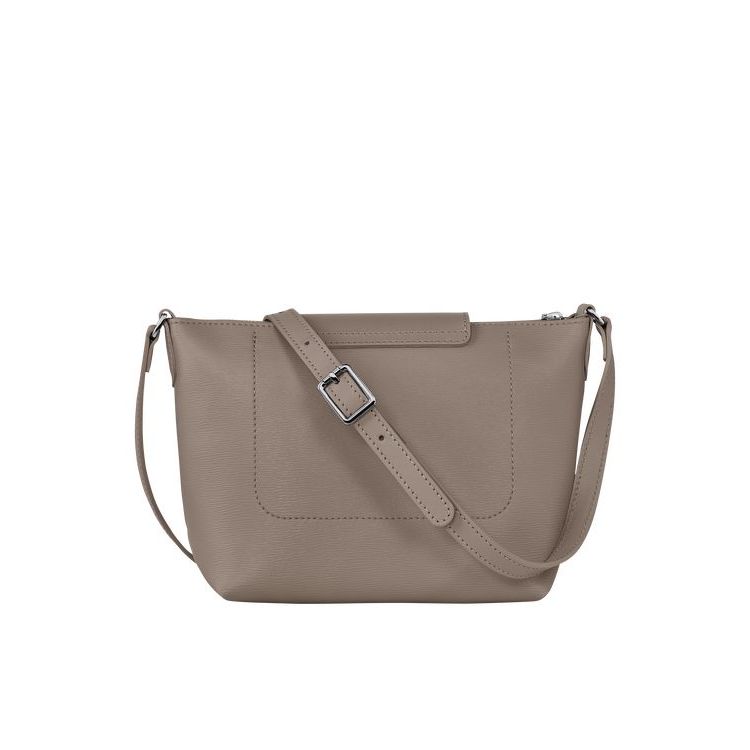 Sacs Crossbody Longchamp Tela Grise Marron | 25049-HNVL