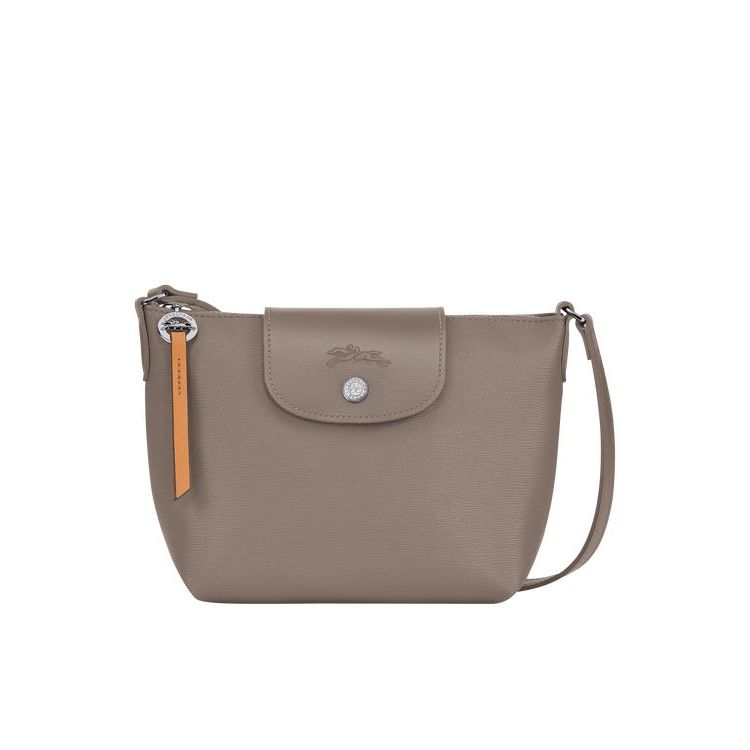 Sacs Crossbody Longchamp Tela Grise Marron | 25049-HNVL