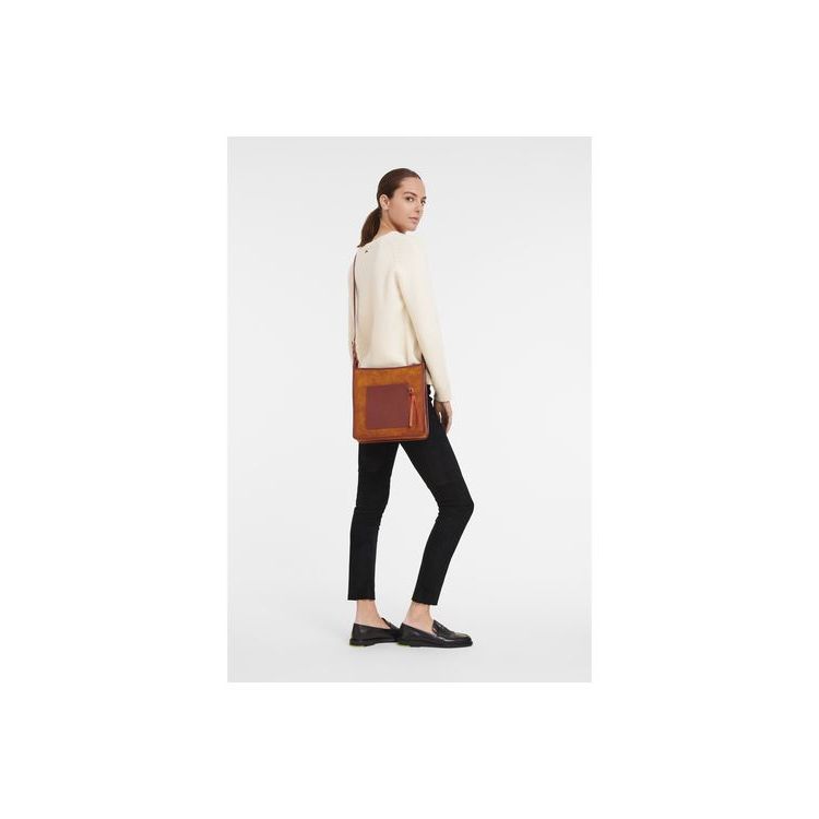 Sacs Crossbody Longchamp Zipped L Saffron Cuir Orange | 70625-OFYP