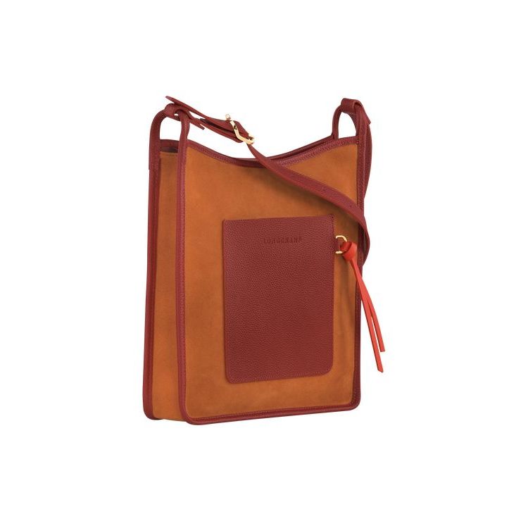 Sacs Crossbody Longchamp Zipped L Saffron Cuir Orange | 70625-OFYP