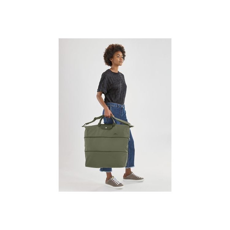 Sacs De Voyage Longchamp Expandable Forest Recycled canvas Vert | 02687-MZXT