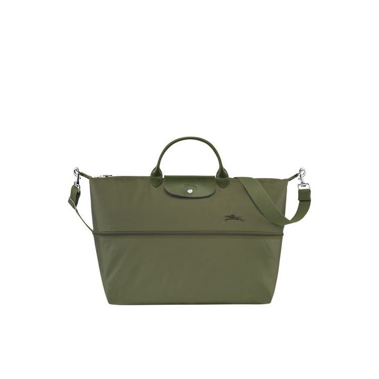 Sacs De Voyage Longchamp Expandable Forest Recycled canvas Vert | 02687-MZXT