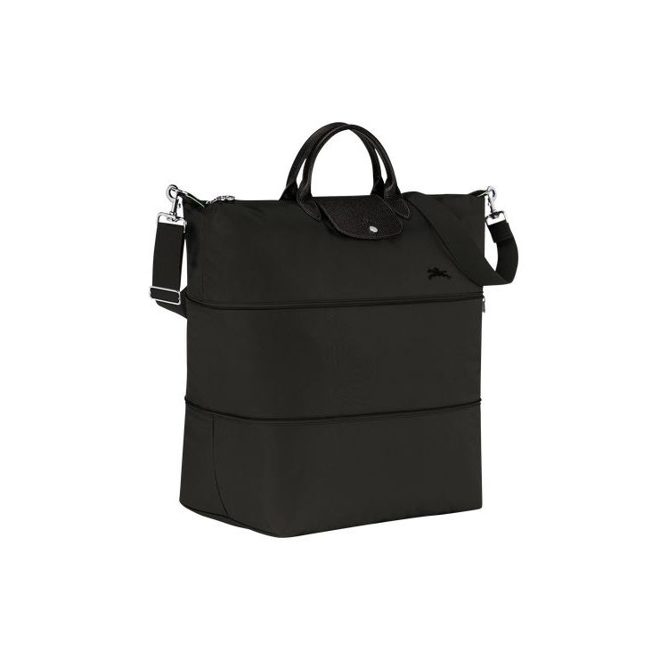 Sacs De Voyage Longchamp Expandable Recycled canvas Noir | 37468-OEXS