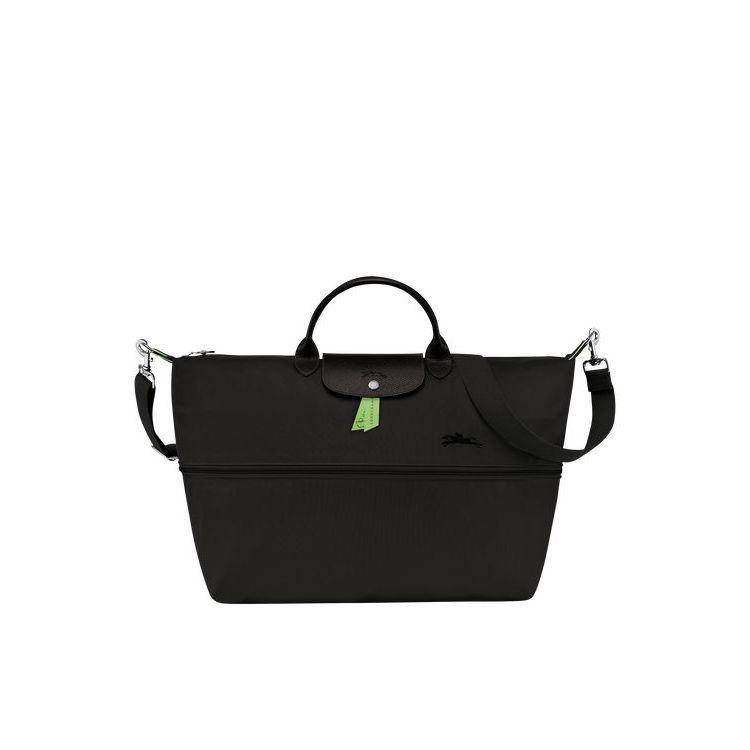 Sacs De Voyage Longchamp Expandable Recycled canvas Noir | 37468-OEXS