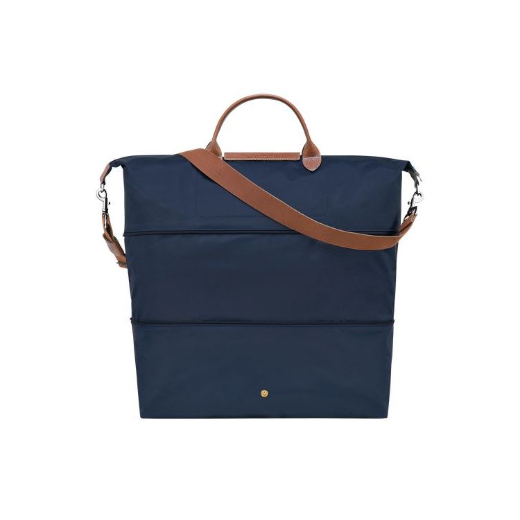 Sacs De Voyage Longchamp Expandable Recycled canvas Bleu Marine | 64578-PEFK