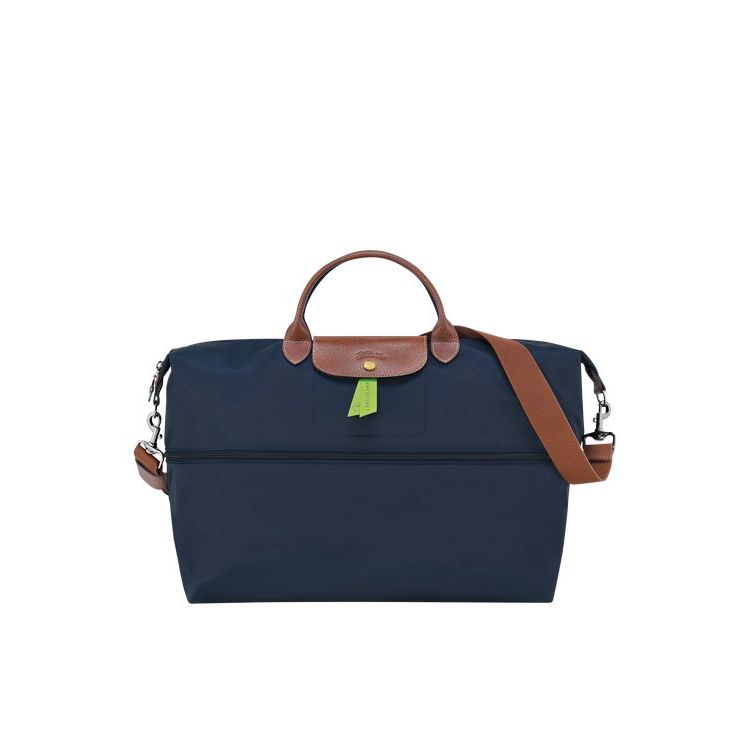 Sacs De Voyage Longchamp Expandable Recycled canvas Bleu Marine | 64578-PEFK