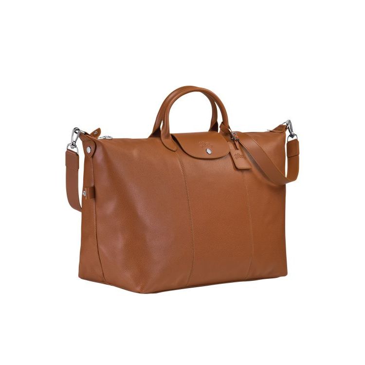 Sacs De Voyage Longchamp L Caramel Cuir Marron | 19362-XBLM