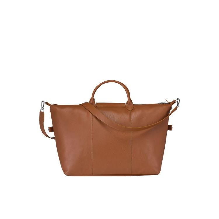 Sacs De Voyage Longchamp L Caramel Cuir Marron | 19362-XBLM