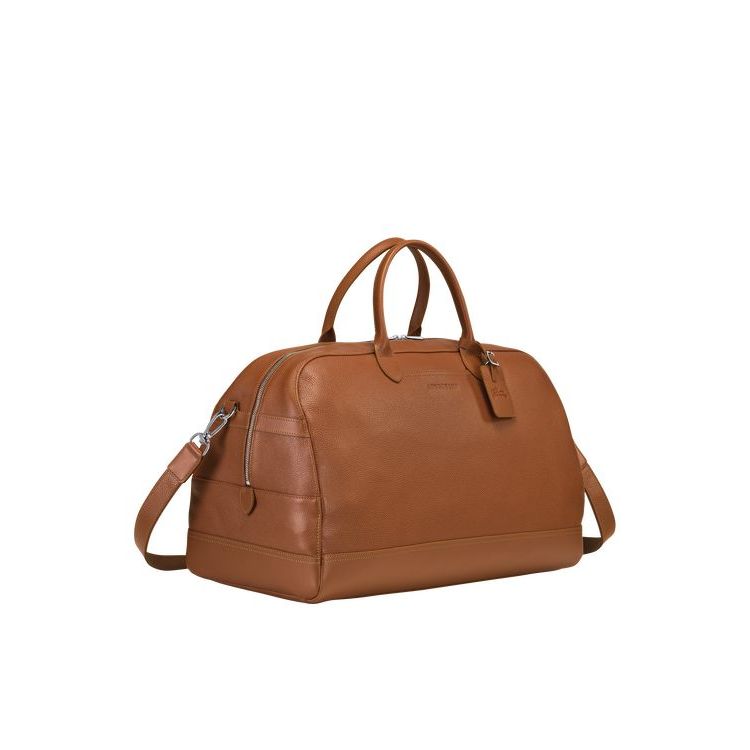 Sacs De Voyage Longchamp L Caramel Cuir Marron | 30164-MBQJ