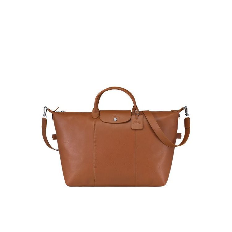 Sacs De Voyage Longchamp L Caramel Cuir Marron | 30196-NOAU