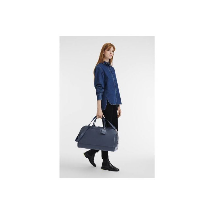 Sacs De Voyage Longchamp L Cuir Bleu Marine | 18392-EVGQ