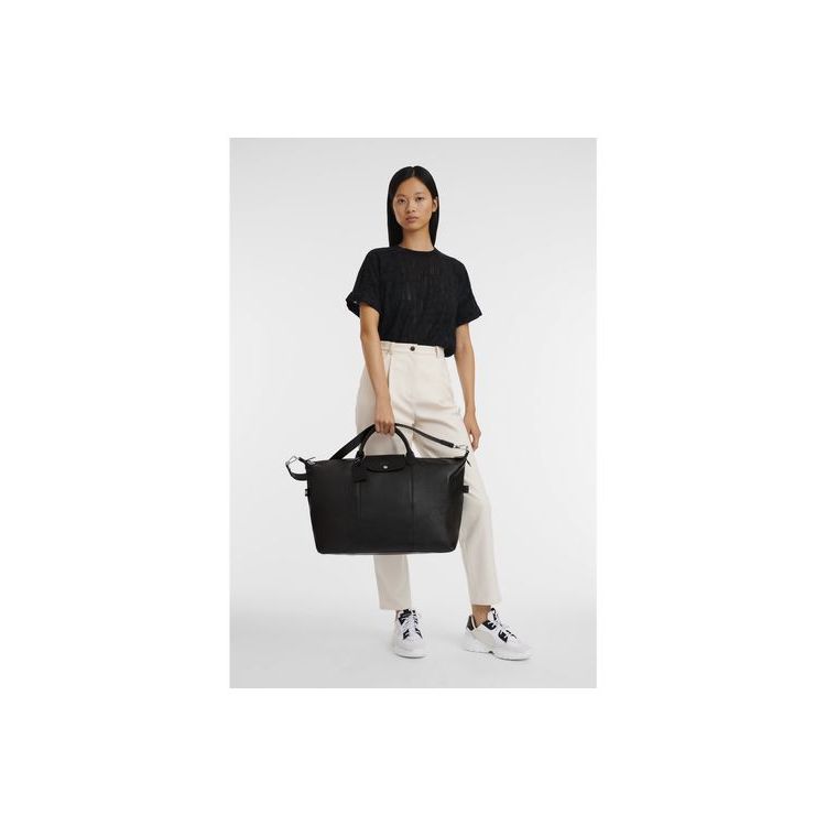 Sacs De Voyage Longchamp L Cuir Noir | 85749-VYHZ