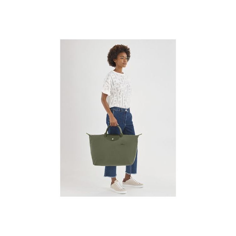 Sacs De Voyage Longchamp L Forest Recycled canvas Vert | 19560-GWOB