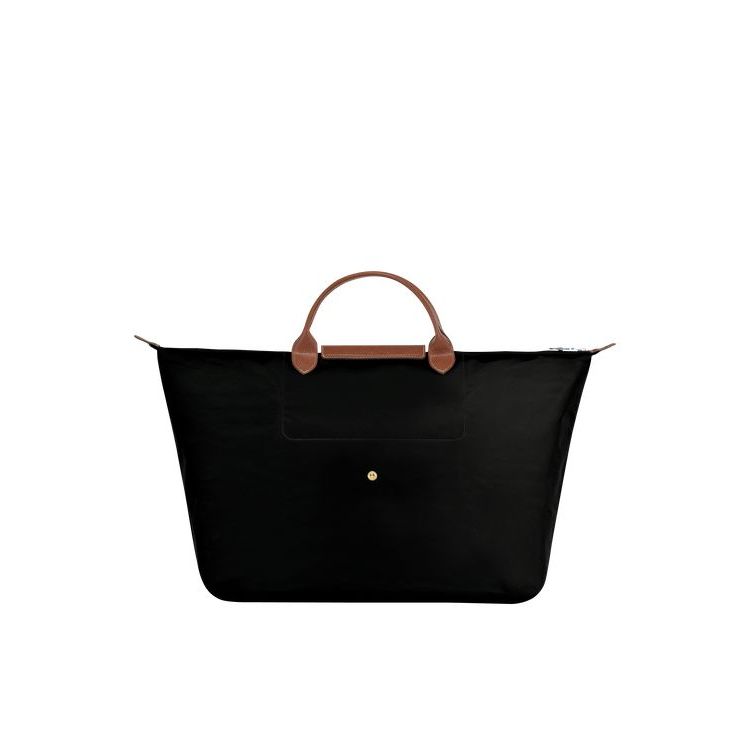 Sacs De Voyage Longchamp L Recycled canvas Noir | 04786-QBYR