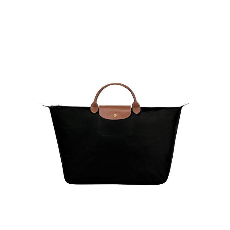 Sacs De Voyage Longchamp L Recycled canvas Noir | 04786-QBYR