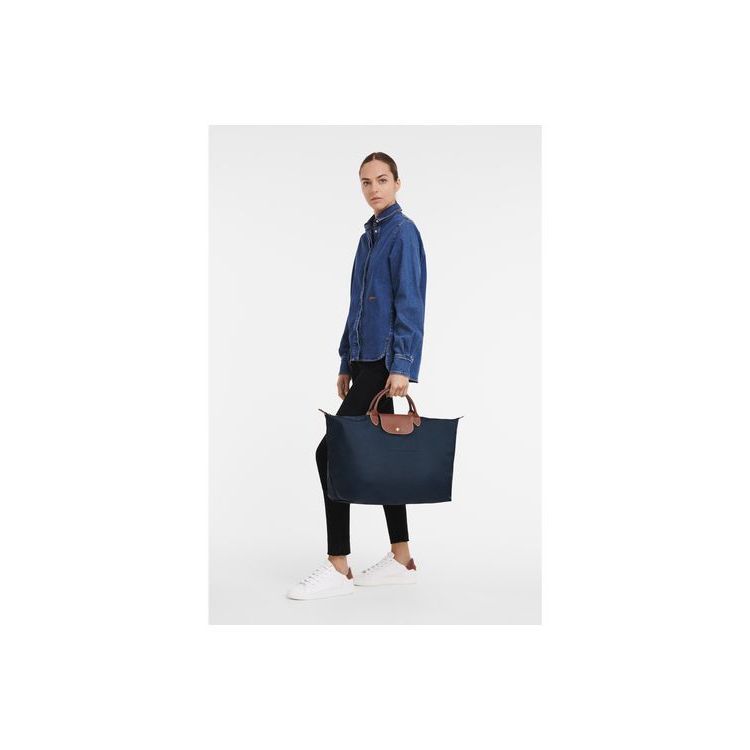 Sacs De Voyage Longchamp L Recycled canvas Bleu Marine | 25094-VOJZ