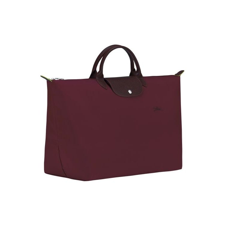 Sacs De Voyage Longchamp L Recycled canvas Bordeaux | 90368-HBFQ