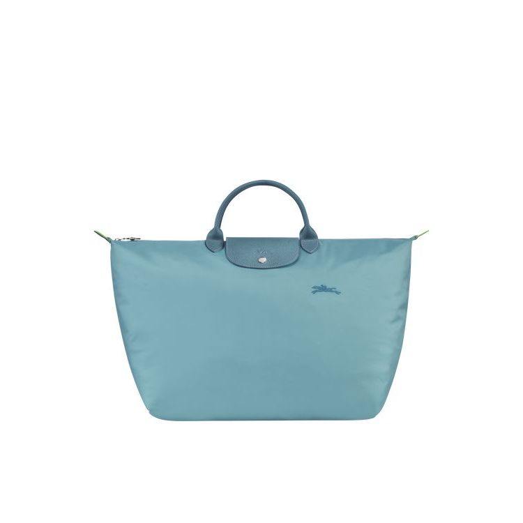 Sacs De Voyage Longchamp L Thunderstorm Recycled canvas Bleu | 62710-CZOR