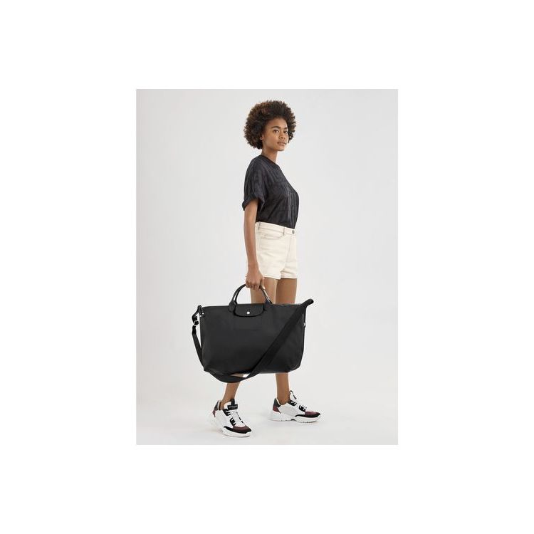 Sacs De Voyage Longchamp Recycled canvas Noir | 18674-QGVO