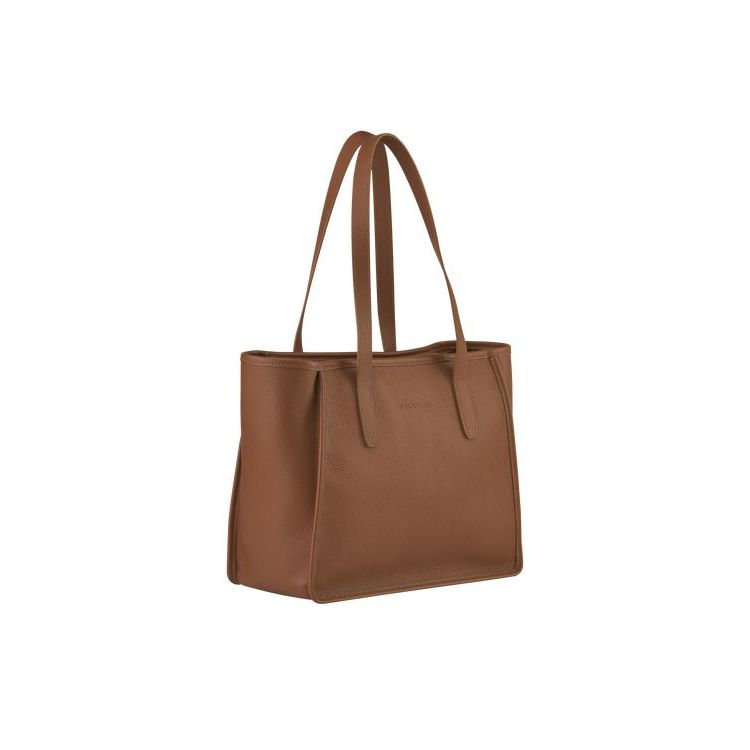 Sacs À Bandoulière Longchamp Caramel Cuir Marron | 42697-PLNJ