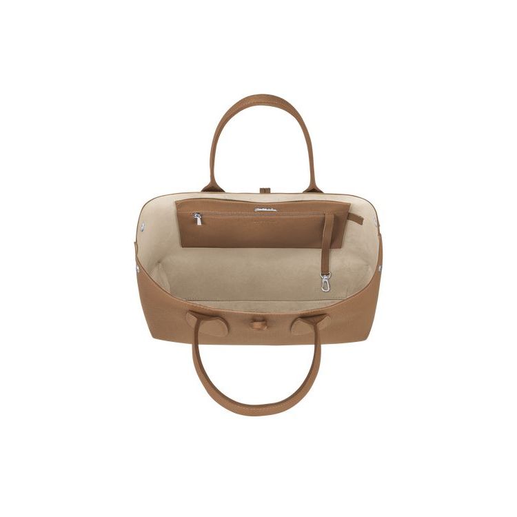 Sacs À Bandoulière Longchamp Cuir Beige | 08563-EBCJ