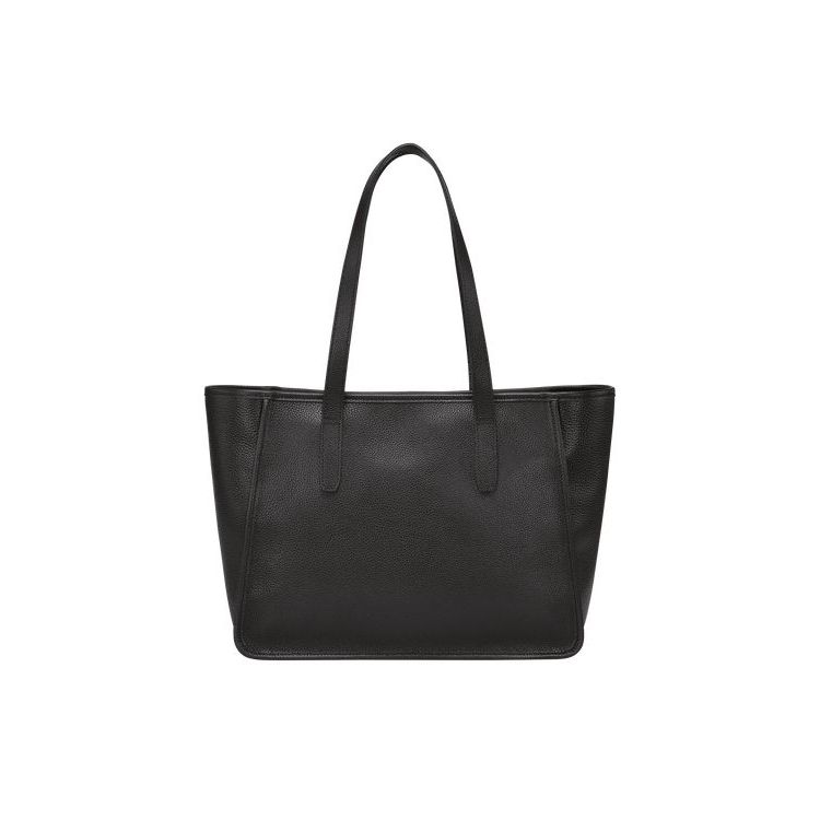 Sacs À Bandoulière Longchamp Cuir Noir | 07895-NVIG