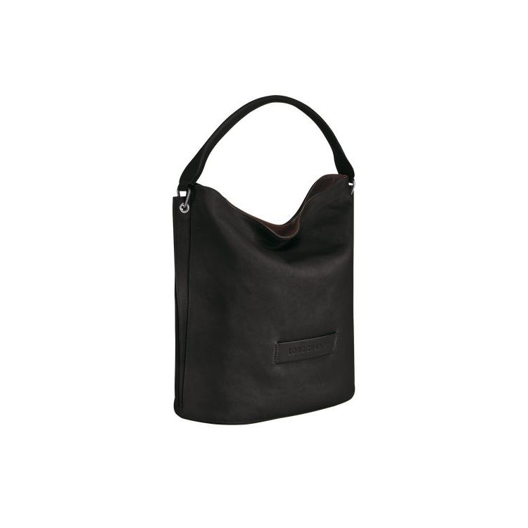 Sacs À Bandoulière Longchamp Cuir Noir | 37042-EOVJ