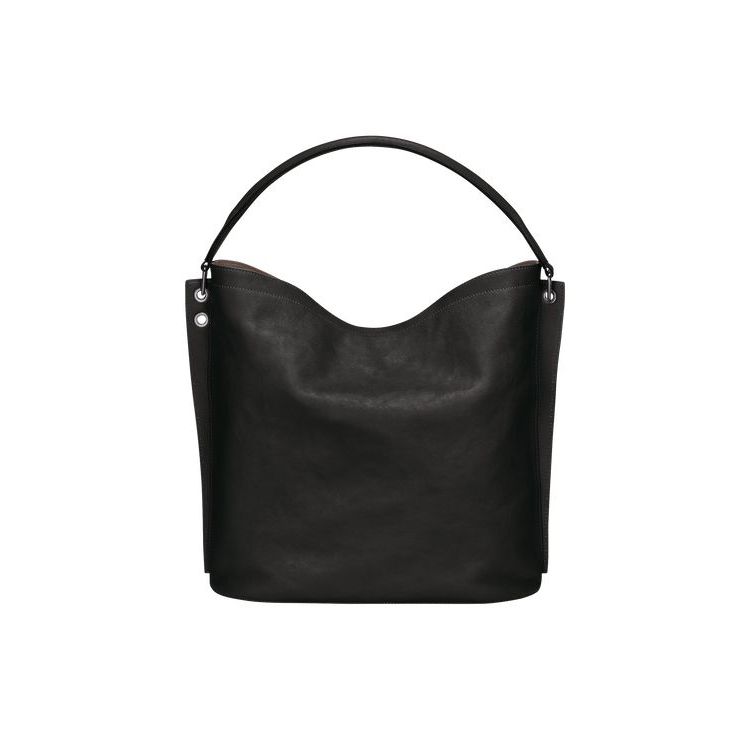 Sacs À Bandoulière Longchamp Cuir Noir | 37042-EOVJ