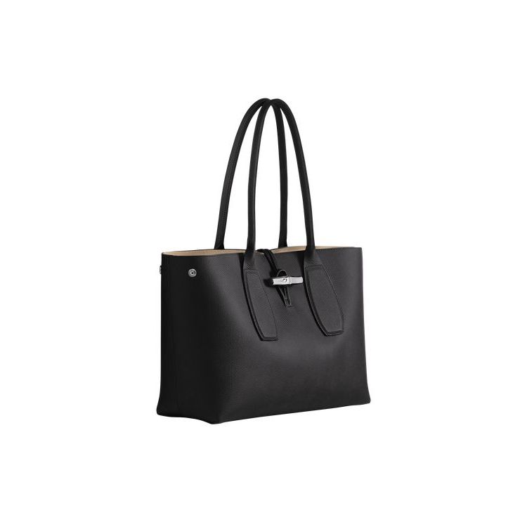 Sacs À Bandoulière Longchamp Cuir Noir | 50849-DPTI