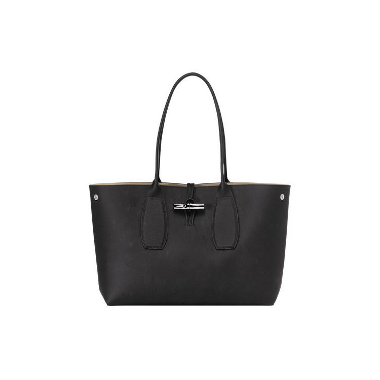 Sacs À Bandoulière Longchamp Cuir Noir | 50849-DPTI