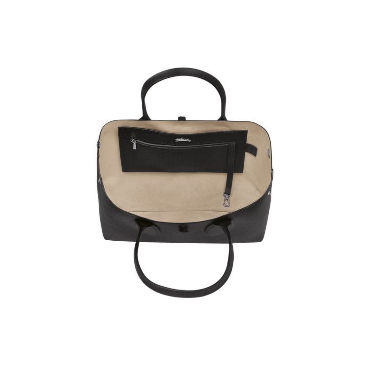 Sacs À Bandoulière Longchamp Cuir Noir | 50849-DPTI