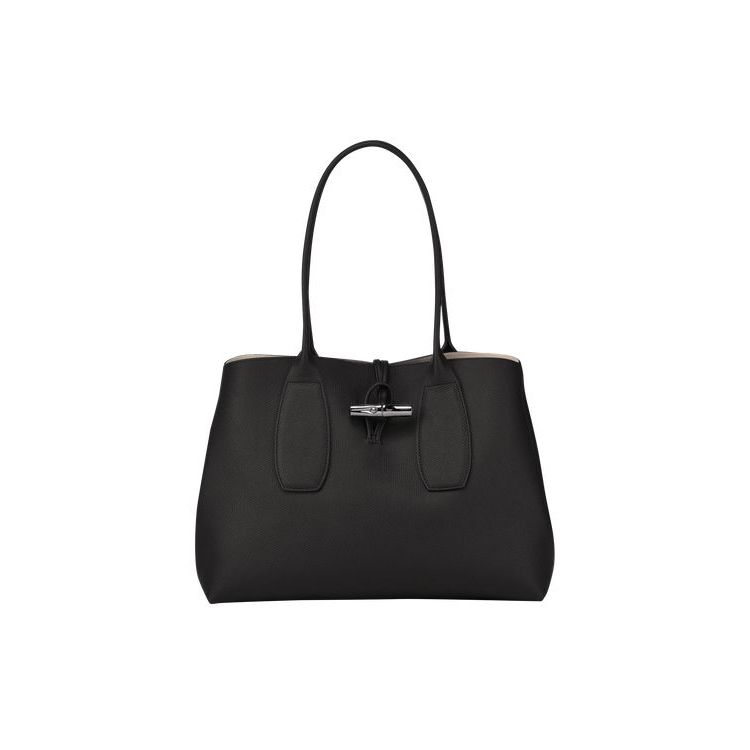 Sacs À Bandoulière Longchamp Cuir Noir | 50849-DPTI