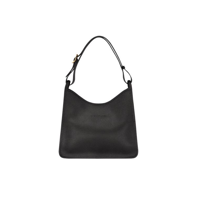 Sacs À Bandoulière Longchamp Cuir Noir | 63025-FPZA