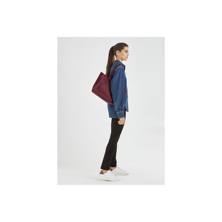 Sacs À Bandoulière Longchamp Cuir Rouge | 37820-MJXV