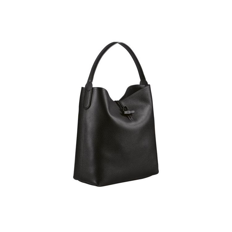 Sacs À Bandoulière Longchamp Hobo Cuir Noir | 68124-UHJR