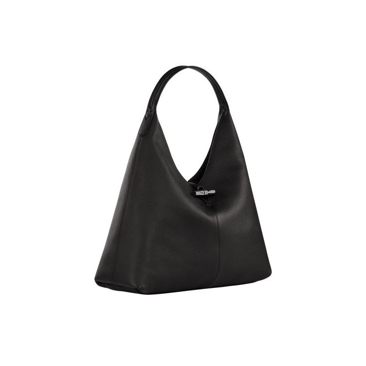 Sacs À Bandoulière Longchamp Hobo Xl Cuir Noir | 75381-SUON