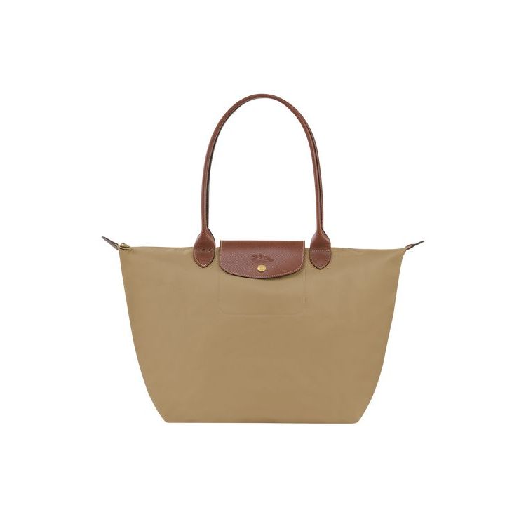 Sacs À Bandoulière Longchamp L Desert Recycled canvas Kaki | 14976-QARB