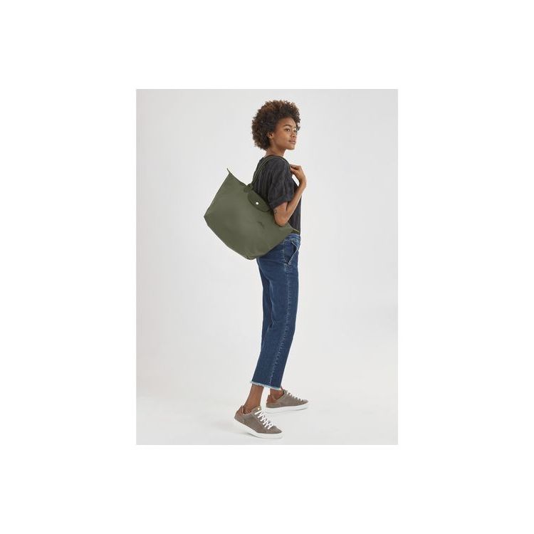 Sacs À Bandoulière Longchamp L Forest Recycled canvas Vert | 76054-OTID