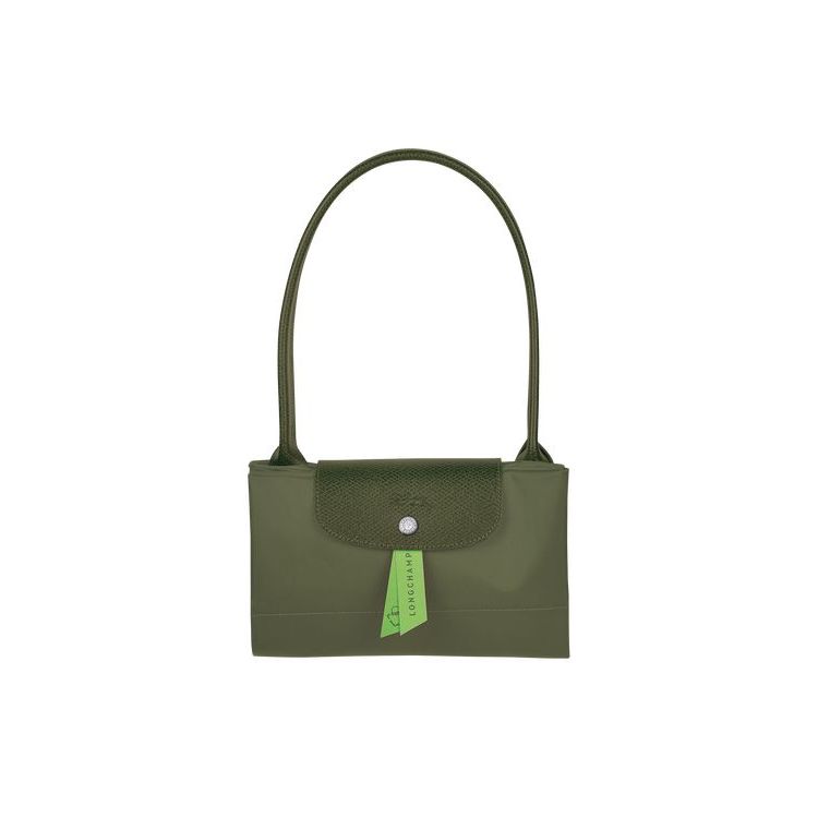 Sacs À Bandoulière Longchamp L Forest Recycled canvas Vert | 76054-OTID