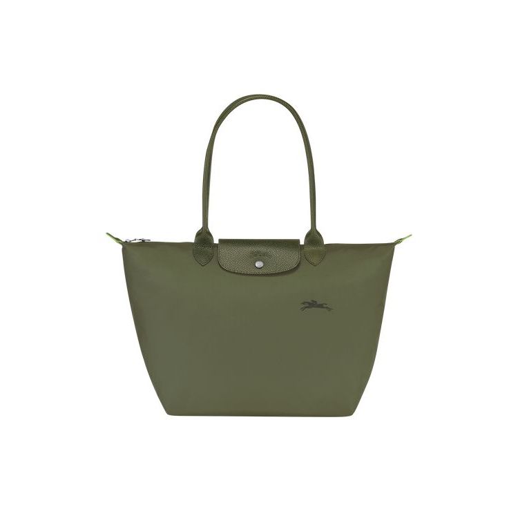 Sacs À Bandoulière Longchamp L Forest Recycled canvas Vert | 76054-OTID