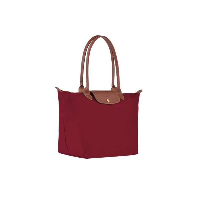 Sacs À Bandoulière Longchamp L Recycled canvas Rouge | 10957-HBOR