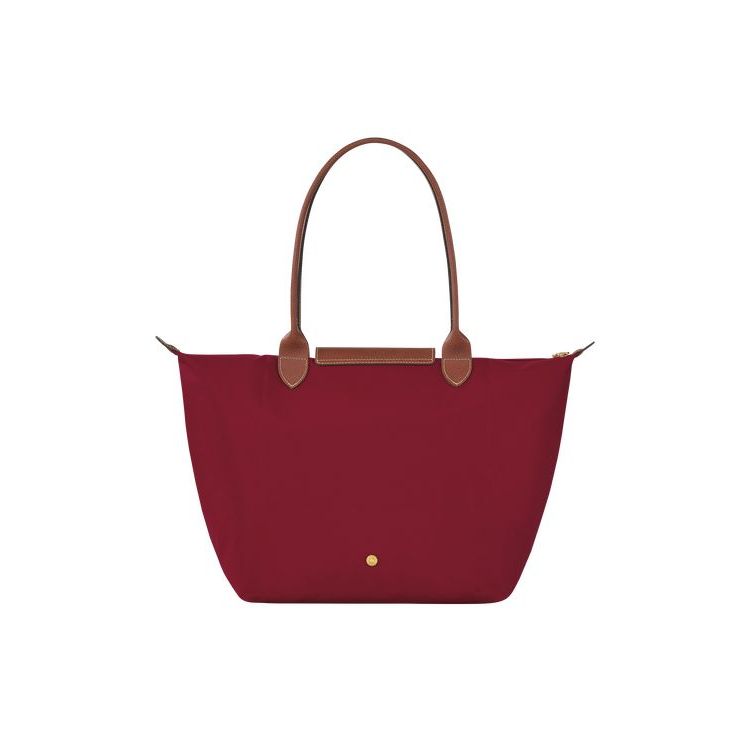 Sacs À Bandoulière Longchamp L Recycled canvas Rouge | 10957-HBOR