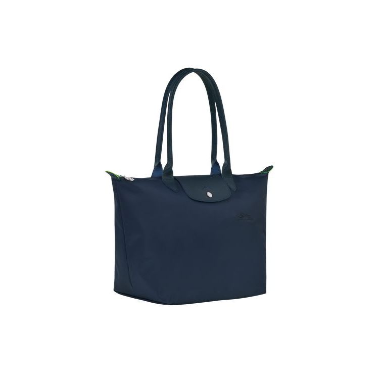 Sacs À Bandoulière Longchamp L Recycled canvas Bleu Marine | 26178-OVYH