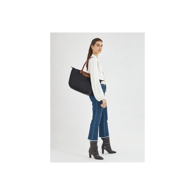 Sacs À Bandoulière Longchamp L Recycled canvas Noir | 35148-QYZR