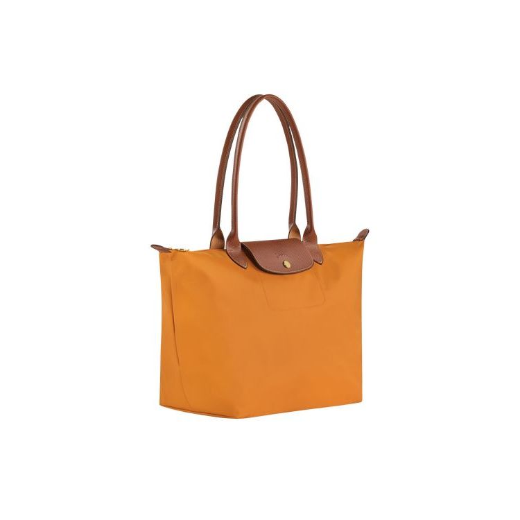 Sacs À Bandoulière Longchamp L Saffron Recycled canvas Orange | 24680-EDAX