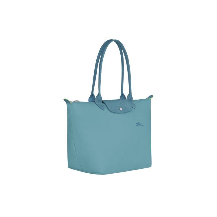 Sacs À Bandoulière Longchamp L Thunderstorm Recycled canvas Bleu | 59732-DGOI