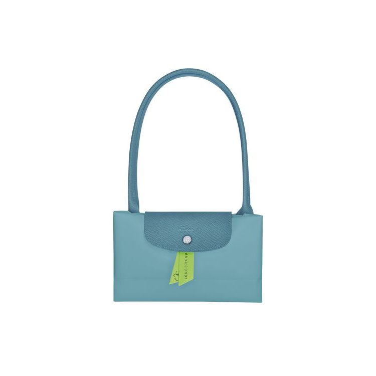 Sacs À Bandoulière Longchamp L Thunderstorm Recycled canvas Bleu | 59732-DGOI