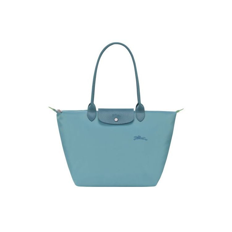 Sacs À Bandoulière Longchamp L Thunderstorm Recycled canvas Bleu | 59732-DGOI