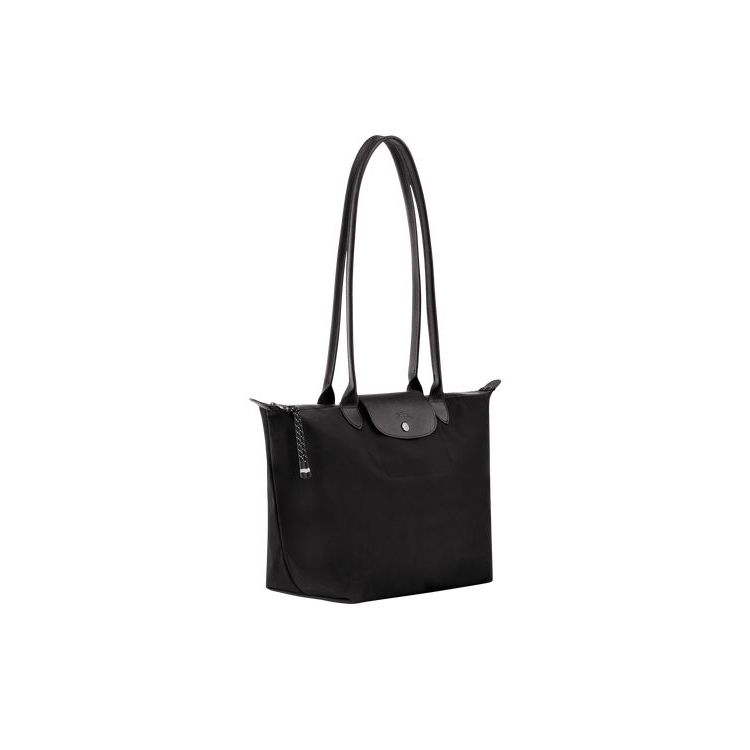 Sacs À Bandoulière Longchamp Long Recycled canvas Noir | 89607-XMPW