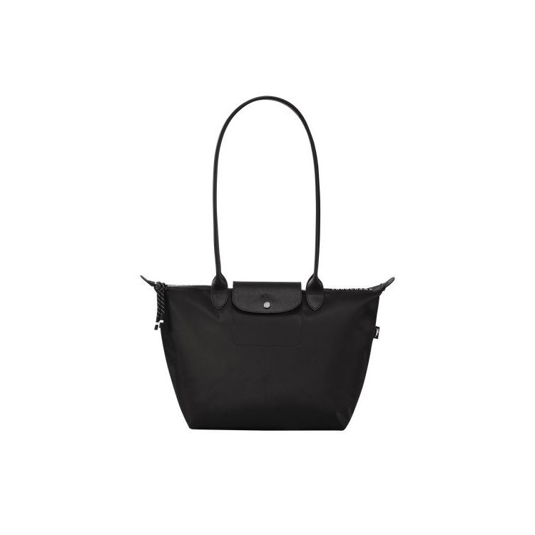 Sacs À Bandoulière Longchamp Long Recycled canvas Noir | 89607-XMPW